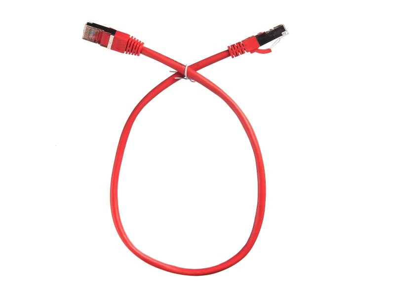 Патч-корд FTP4 cat.5e, 0.5м, литой коннектор, красный, Netko CKC