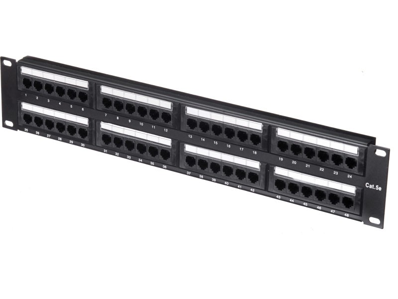 Патч-панель UTP, 19", 48 портов RJ45, cat.5е, 2U, Dual Type, "L"
