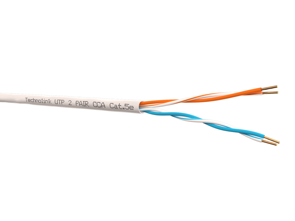 Кабель Technolink UTP2 cat.5е, одножильный, 305м, CCA, серый