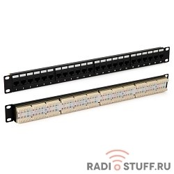 Патч-панель 19", 2U, 32 порта, cat.5e, Dual Type, черный, Hyperline