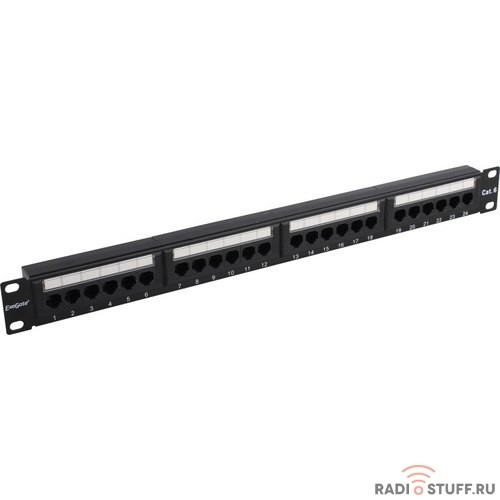 Патч-панель UTP, 19", 24 порта, cat.6e, Dual Type, 1U, Exegate 