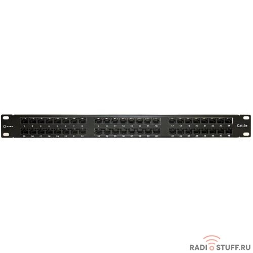 Патч-панель UTP, 19", 1U, cat.5e, 48 портов, Dual Type, 5bites