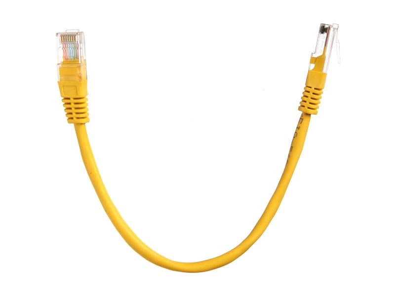 Патч-корд, UTP4, cat.5e, 0,25м, Сu, LSZH, литой коннектор, желтый, TechnoLink