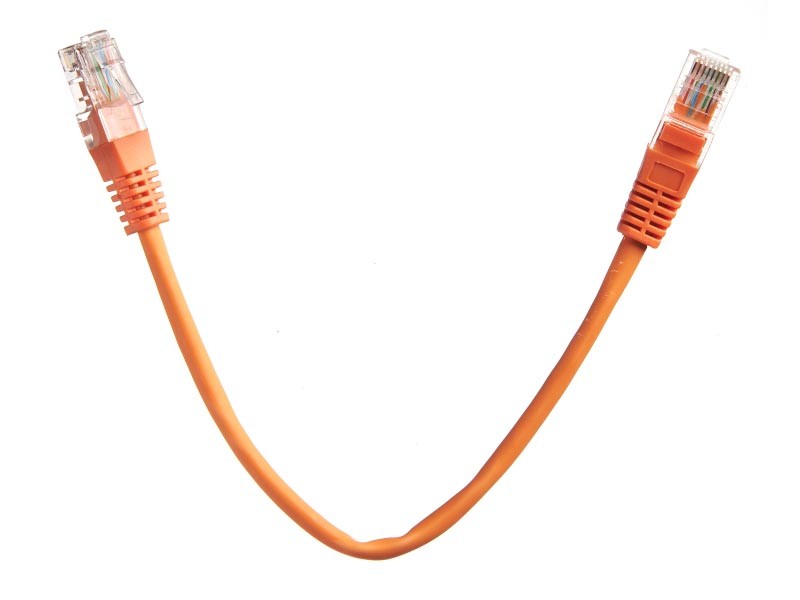 Патч-корд, UTP4, cat.5e, 0,25м, Сu, LSZH, литой коннектор, оранжевый, TechnoLink