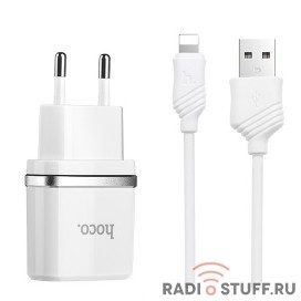 HOCO HC-47766 C12/ Сетевое ЗУ + Кабель Lightning 1m/ 2 USB/ Выход: 12W/ White