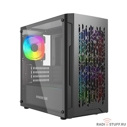 Powercase Mistral Micro D3B ARGB, Tempered Glass, 2x 140mm ARGB PWM+1x 120mm ARGB PWM, чёрный, mATX  (CMMDB-A3)
